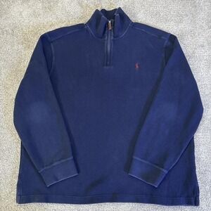 Vintage Polo Ralph Lauren 1/4 Zip Sweater Red Embroidered Logo XL